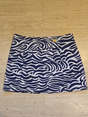 Lilly Pulitzer Maida on the Horizon Blue/White Jacquard Faux Wrap Mini Skirt